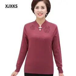 XJXKS свободные большие размеры свитер Женщины Осень 2018 Новое высококачественное модное кашемировое алмаз зима женщин негабаритных свитер