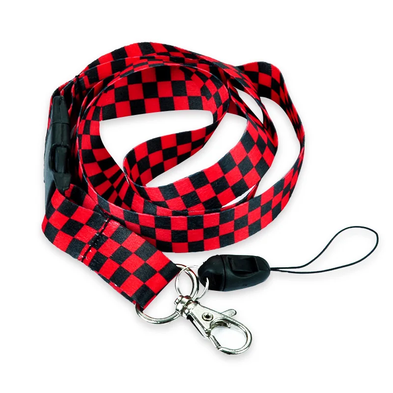 "Red/Black Checker/plaid"Lanyard Keychain Necklace Cell Phone Holder