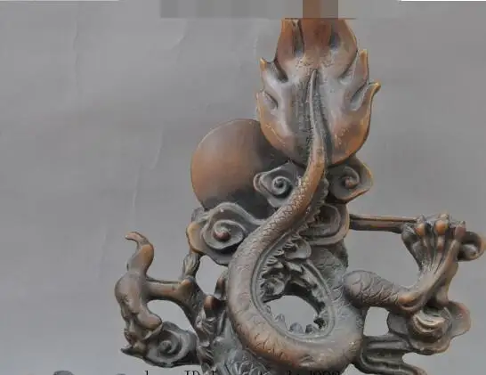 

S1261 15"Old china bronze fengshui animal dragon Cabbage wealth lucky statue Sculpture