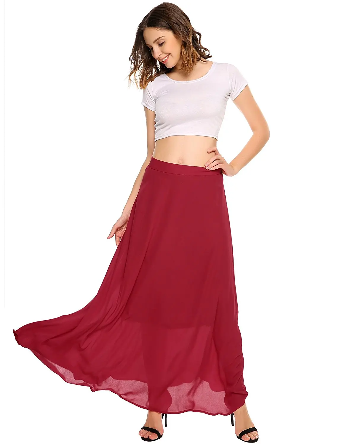 chiffon wrap maxi skirt
