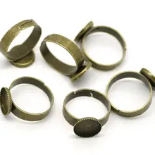 300 шт/лот бронзовый тон с регулируемой окружностью настройки кольца 17,5 мм США 7(подходит 10 мм