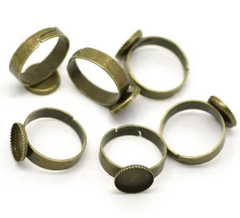 

free shipping!!!!!300pcs/lot Bronze Tone Adjustable Round Ring Settings 17.5mm US 7 (Fit 10mm)