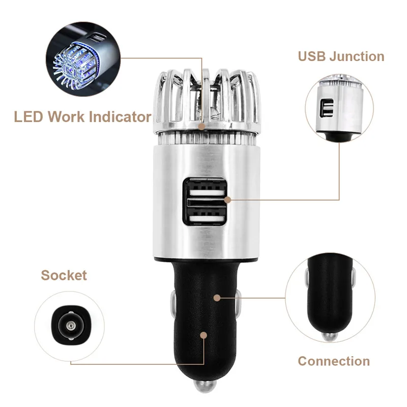 Портативный автомобильный очиститель воздуха, отрицательные ионы, воздухоочиститель-ионизатор, освежитель воздуха, автоматический распылитель, Pm2.5, очиститель, чашка, автомобильное зарядное устройство