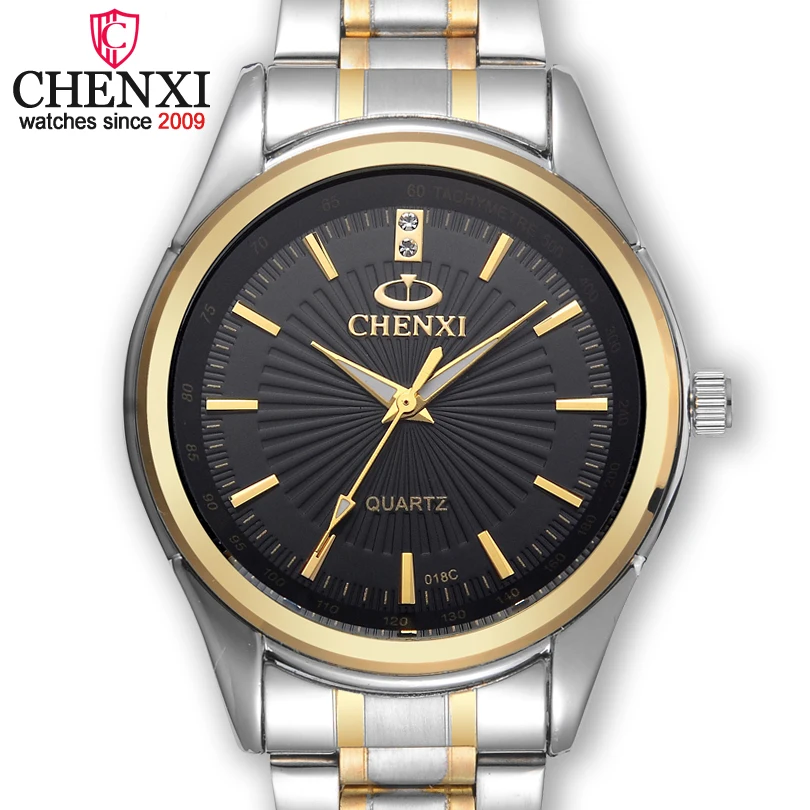 CHENXI Марка Повседневное Нержавеющая сталь роскошные часы Для мужчин buiness золотые часы Quartz мужской наручные часы Лучший подарок relogio masculino2018