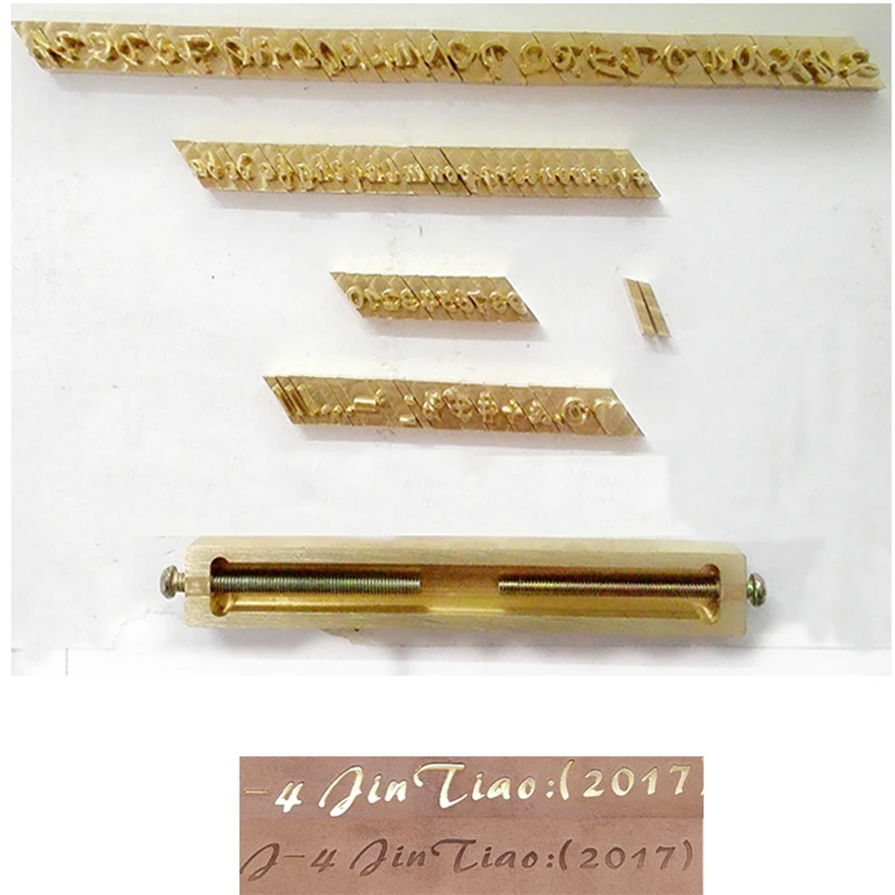 

customized leather craft oblique letter brass engraved screws fixed stamping mold set