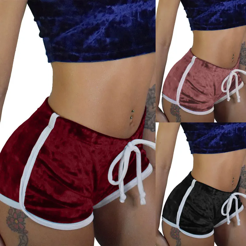

BKLD 2019 New Summer Shorts Women Casual Fitness Shorts Fashion Sexy Bodycon Workout Velvet Short Pants Soft Velour Home Shorts