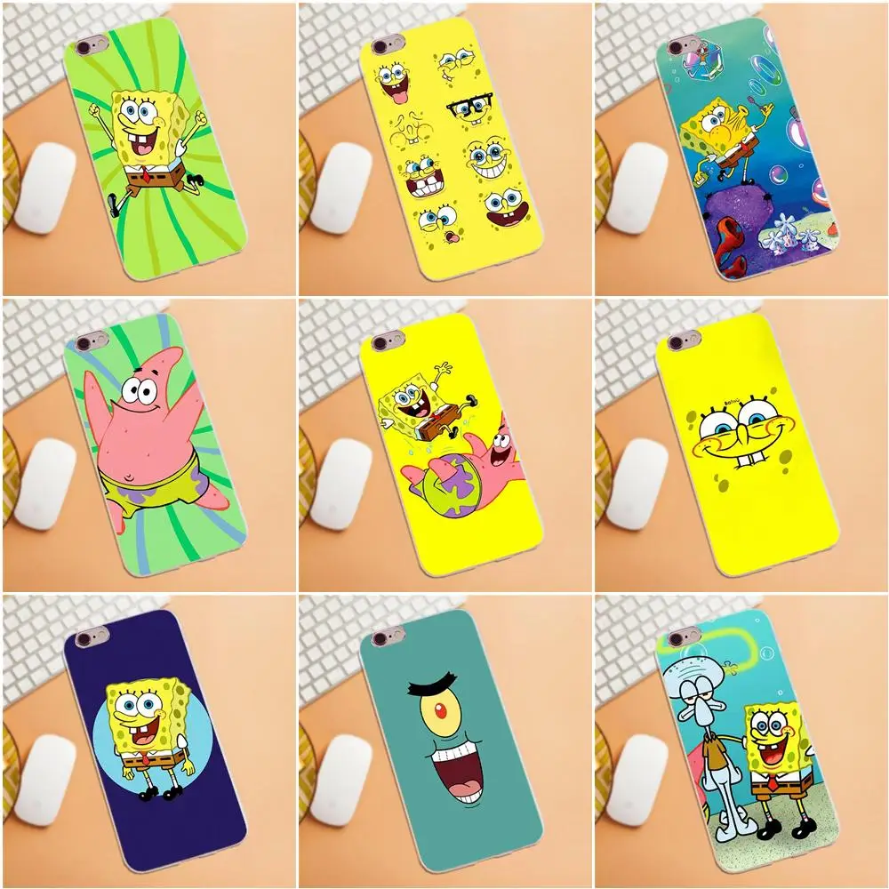 

Sponge Bob Square Pants TPU Cool Best For iPhone X 4 4S 5 5C SE 6 6S 7 8 Plus HTC Desire 628 630 816 820 One A9 M7 M8 M9 M10