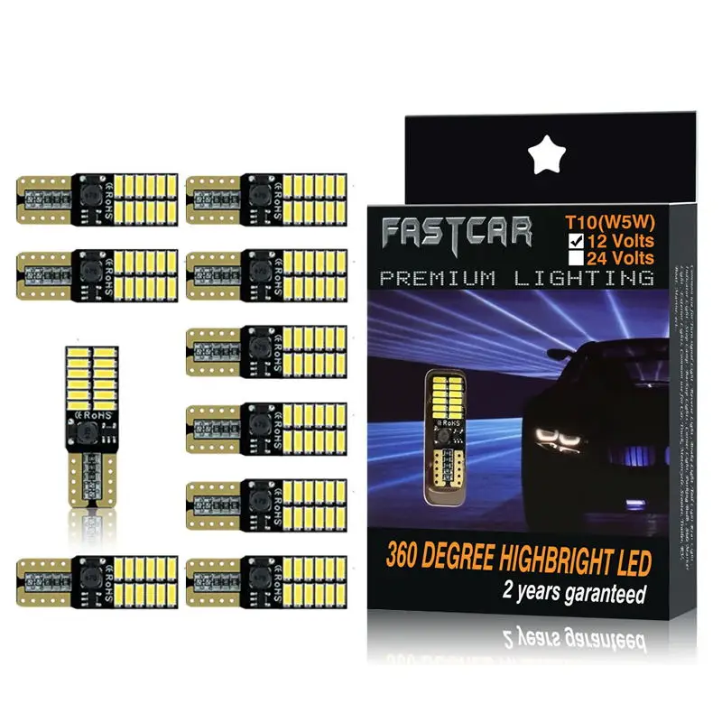 

6 Colors Car LED T10 194 W5W Canbus 24 SMD 4014 No Error T10 Led Light Bulb Parking Auto Univeral Lamps Reading Lights 12V
