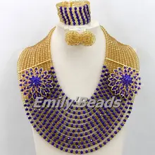 Замечательный костюм Африканский Бусины Комплект украшений из бисера Ювелирные изделия из кристаллов в нигерийском стиле Свадебные Цепочки и ожерелья комплект aej765