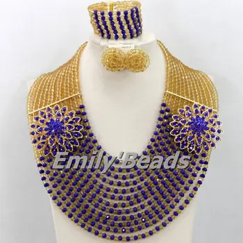 

Wonderful Costume African Beads Jewelry Set Beaded Crystal Jewelry Set Nigerian Wedding Bridal Necklace Set Free Shipping AEJ765