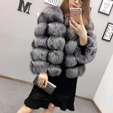 Осенне-зимнее Пальто утепленное пальто с искусственным мехом silver fox цвет лиса меховая куртка повседневная Женская одежда