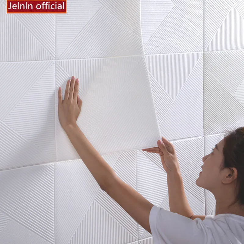 

diamond-shaped pinstripe pattern wallpaper self-adhesive 3D foam wall stickers bedroom living room ceiling bumper wall stickers