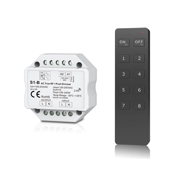 Новинка светодиодный диммер Triac S1 B AC 100 240 В вход 2 4 ГГц радиочастотный