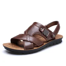 El Tamaño de EE.UU. 6.5-10.5 Zapatos de Hombre 2016 de Los Nuevos Hombres Zapatos de Cuero Casual Sandalias Planas Zapatillas de Playa Masaje Cómodo Suave pisos Hombres
