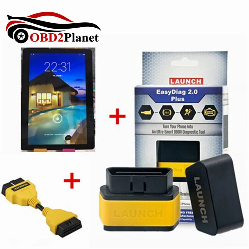 Launch EasyDiag 2 0 Plus 10 дюймов 1280*800 Гб ОЗУ 32 ПЗУ Quad 1 5G Android Tablet PC OBD2 удлинитель