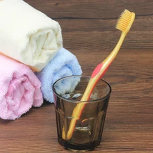 Как опт 8 шт Ультрамягкая зубная щетка двойная щетка для выпрямления волос для ухода за зубами Overhand дизайн Золотая честь