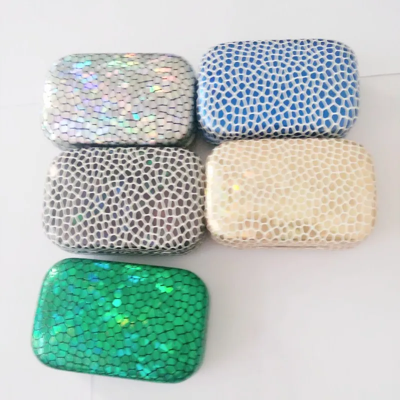

Snakeskin Cosmetic Contact lens case with mirror colored contact lens case cute Lovely Travel box Eyewear Accessories