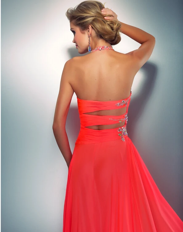 Hot Coral Prom Dress