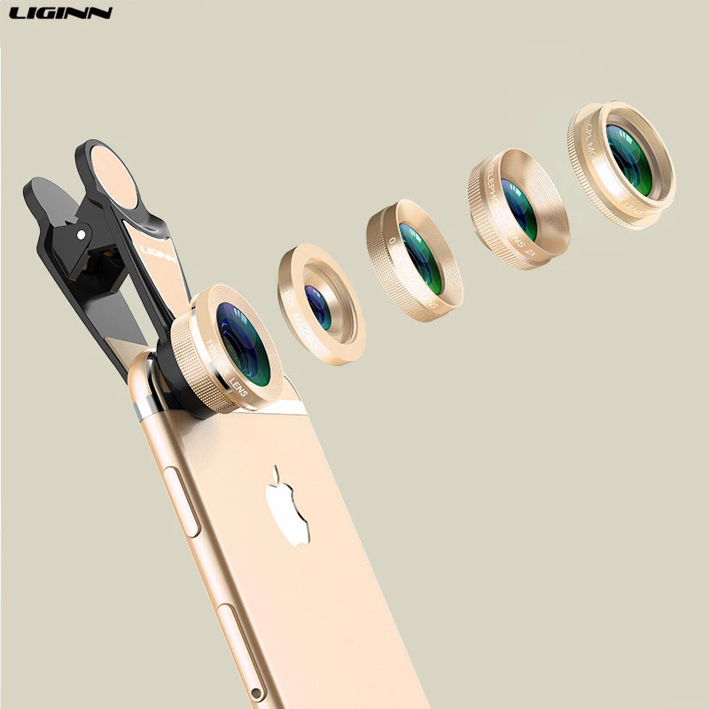 

LIGINN 5 In 1 Phone Lens 0.63X Wide Angle Macro CPL Camera Mobile Lens Kit Fish Eye Telephoto Zoom Lens For Huawei iPhone L-515
