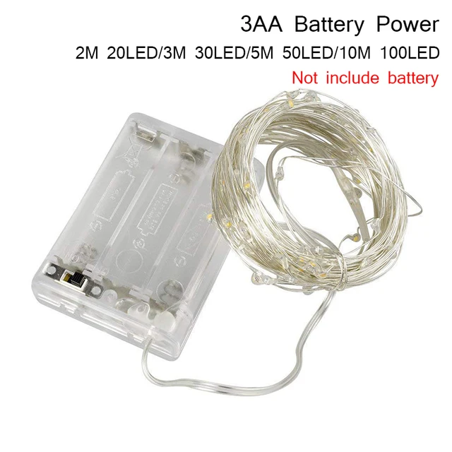 Waterproof Fairy Light CR2032 3AA Battery Powered LED String Light Christmas Light Silver Wire For Wedding Xmas Garland Party