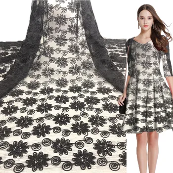 

Latest African Lace Fabric 2019 Black Tulle Lace Fabric Computer Embroidry High Quality African Nigerian Women For 5yards