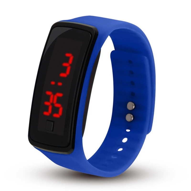 

Fashion Men Women Casual Sports Bracelet Watches White LED Electronic Digital Candy Color Silicone Wrist Watch For Children Kids