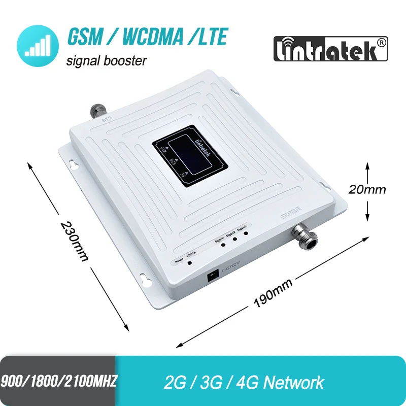 Lintratek большой трехполосный GSM 900 UMTS 2100 4G 1800 модуль GSM Мобильный усилитель сигнала двухкомнатный ретранслятор усилитель комплект бустер-репитер полный мобильный телефон интернет бустер tele2 mts megafon