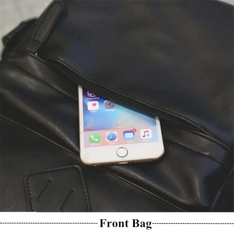 СКИОНЕ чёрный кожаный высоко-качественный торговый дорожный рюкзак для женщин/ мужчин PU Рюкзак для путешествий