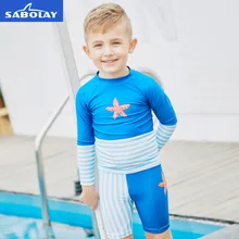 Детский солнцезащитный купальный костюм с защитой от UPF50+ одежда с длинным рукавом шорты быстросохнущие пляжные анти-УФ футболка Детский Гидрокостюм Разделение Тип Детские Badpak