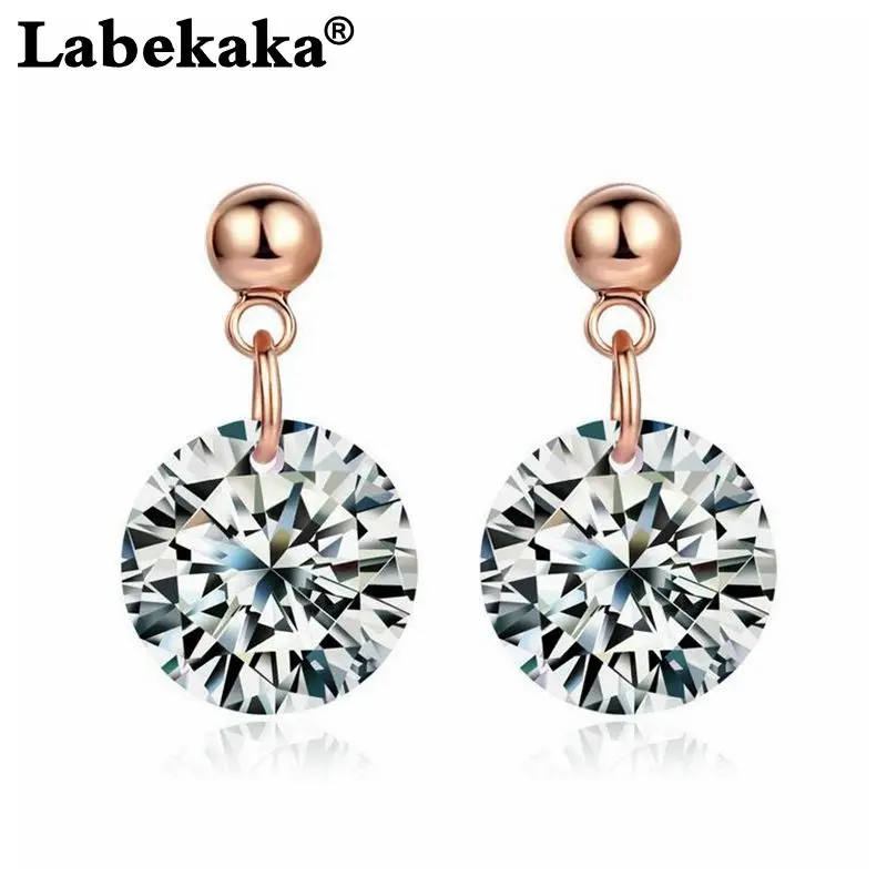 

Hot Sell Fashion Design Formal Dress Party Rose gold-Color Pave Setting Sparkling Crystal Cubic Zirconia Earrings Accessories