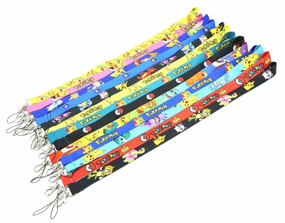 

20 PCS Anime Keychain Pokemon Pikachu Premium Lanyard id badge holder keychain straps for mobile phone Free Shipping