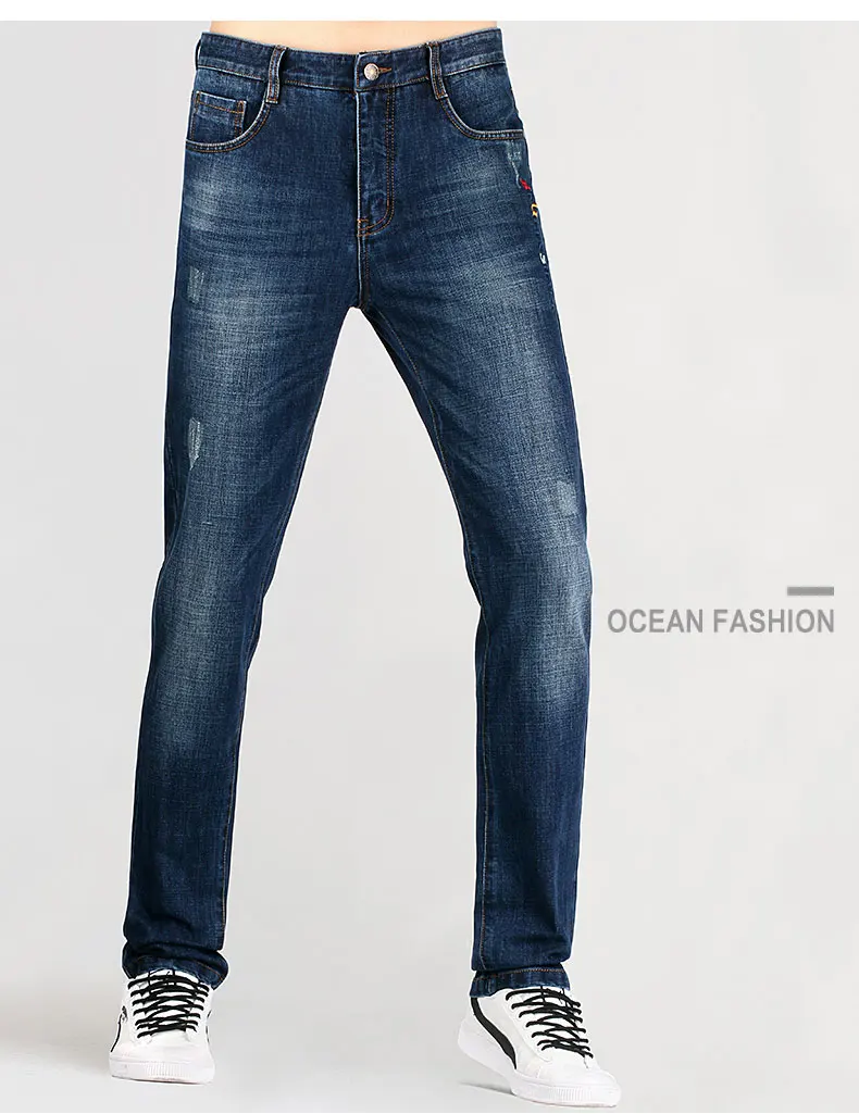Bruce&Shark New Jeans for Men Casual High Quality Embroidery Straight leg Cotton Lightweight MEN JEANS SIZE 28 TO 42 8211