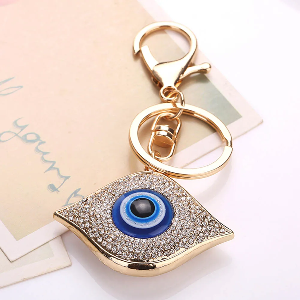 

New Mode Style Arrivals Three-dimensional Round Shape Plated Turkey Blue Eye Keychain For Bag Automobile Accessory Gifts