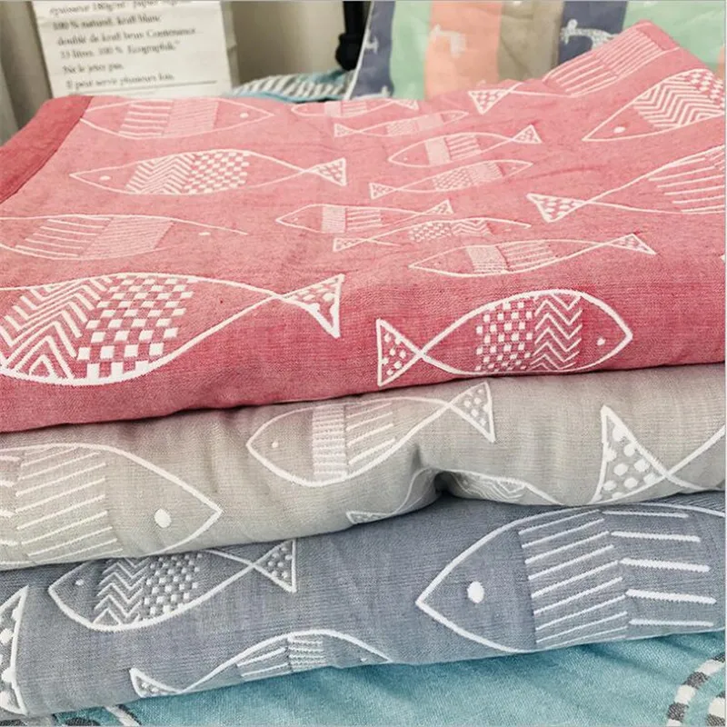 

Three Layers 100% Cotton lightweight Muslin Fabric Blanket Soft Washed Cotton Gauze bedding Throw blanket 150*200cm