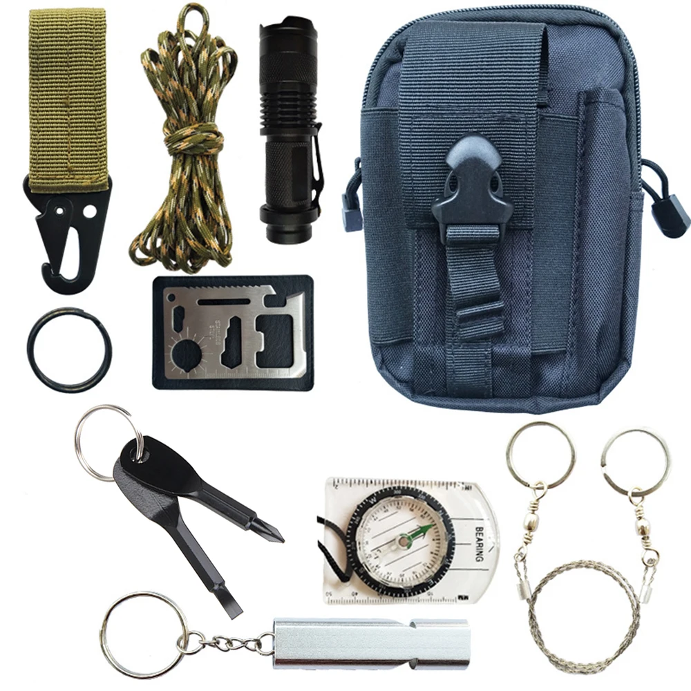 

9 in 1 survival kit Set Outdoor Camping Travel Multifunction First aid SOS EDC Emergency Supplies Tactical for survival kit