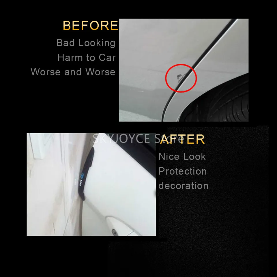 4PCS Flexible Car door bumper protector Guard Black White Gray Red sticker on car door edge protection DIY Car Styling Accessory (24)