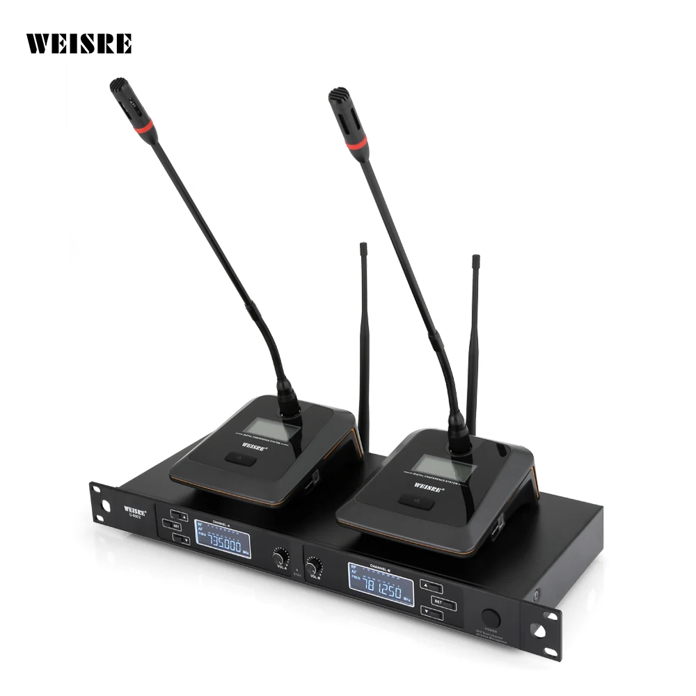 Weisre U 6002 Professional Wireless Uhf Microphone System Desktop