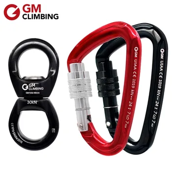

GM CLIMBING 30kN Micro Rotator Climbing Rope Swivel and 24kN D Locking Carabiner for Climbing Arborist Backyard Swing