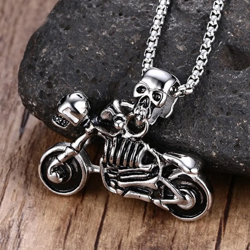 Men's Jewelry Vintage Punk Skeleton Necklace Gothic Biker Skull