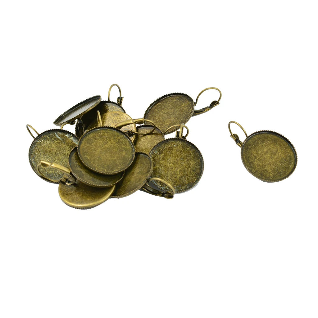 12 Pieces Earrings Round Cabochon Empty Base Bezel Earring Tray Cameo 25mm DIY Resin Base Findings