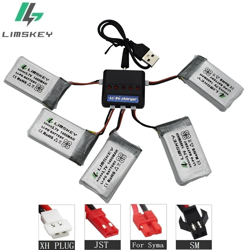 Günstige 1400mAh 3,7 v lipo Batterie für SYMA X5 X5S X5C X5SC X5SH X5SW M18 H5P HQ898B HQ859B H11D H11C t64 T04 T05 F28 F29 T56 T57 Ladegerät