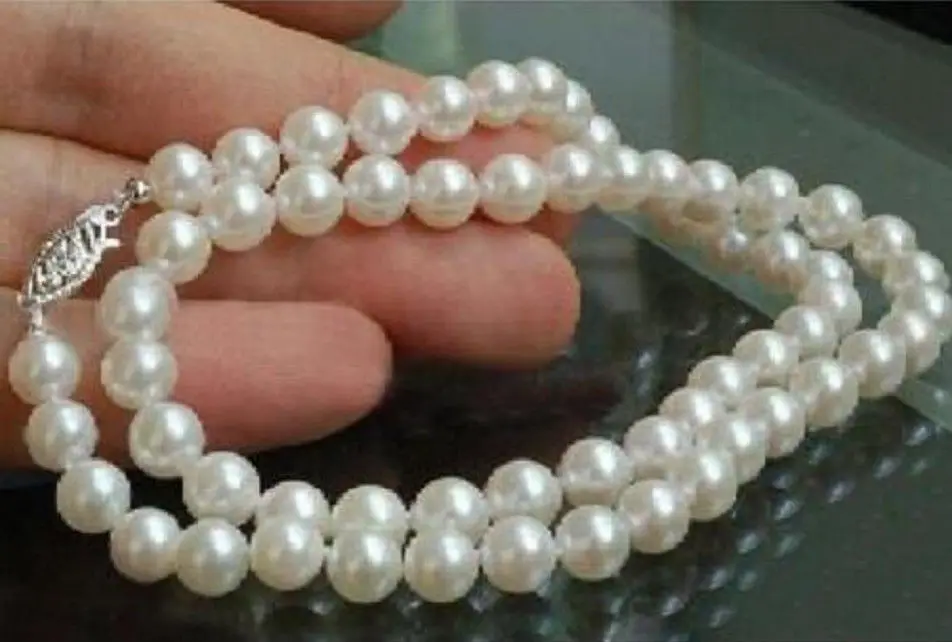

AAA 5-6mm WHITE Freshwater Cultured PEARLS NECKLACE 17" ^^^@^Noble style Natural Fine jewe FREE SHIPPING