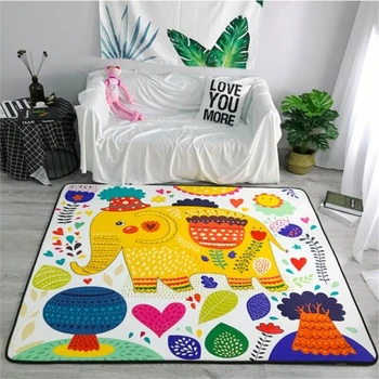 

Cartoon Elephant Carpets Soft Flannel Area Rugs Parlor Kids Room Anti-slip Large Baby Crawling Mat Rug Carpet for Living Room