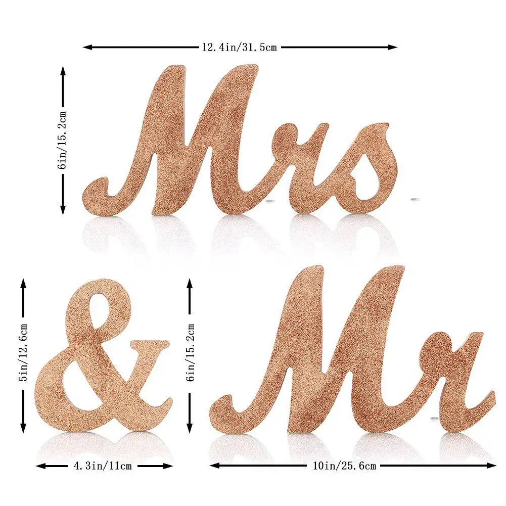 Деревянный Свадебный декор Mr& Mrs Свадебные украшения золотые буквы свадебное оформление