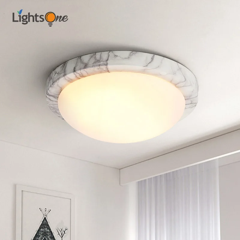 

Nordic modern minimalist LED ceiling light balcony corridor aisle round wrought iron imitation marble ceiling lamp