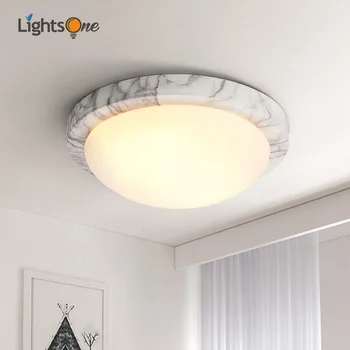 

Nordic modern minimalist LED ceiling light balcony corridor aisle round wrought iron imitation marble ceiling lamp