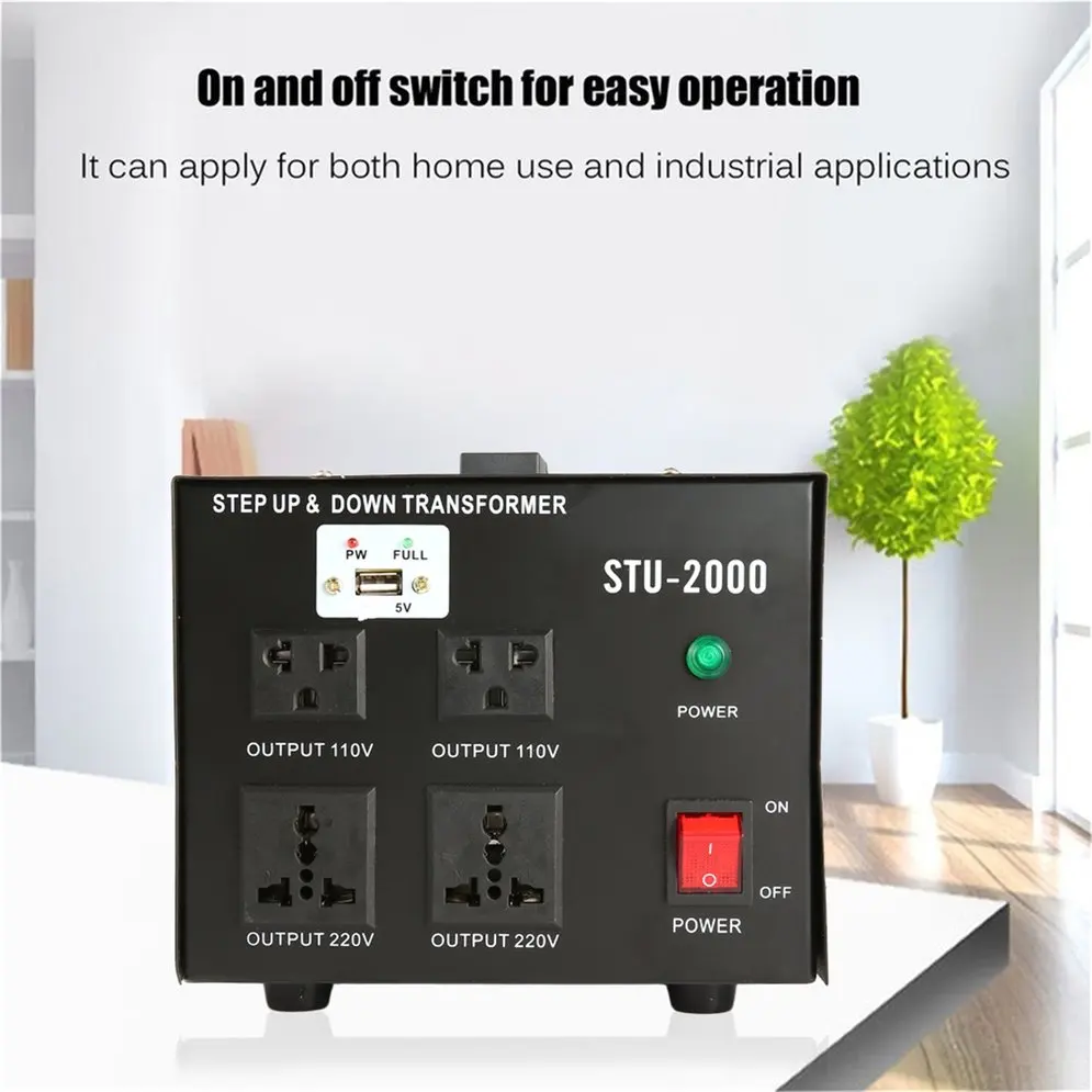 

2000W 110V/220V Electrical Power Voltage Converter With USB Step Up/Step Down Transformer Low Frequency Transducer US Plug