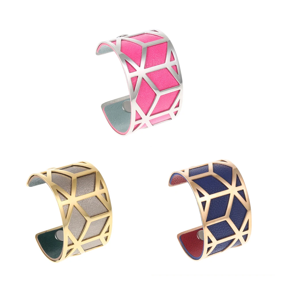 

Legenstar 2019 Fashion Bracelet &Bangles for Women Reversibler Leather Band Mix Color Stainless Steel Manchette Pulseira