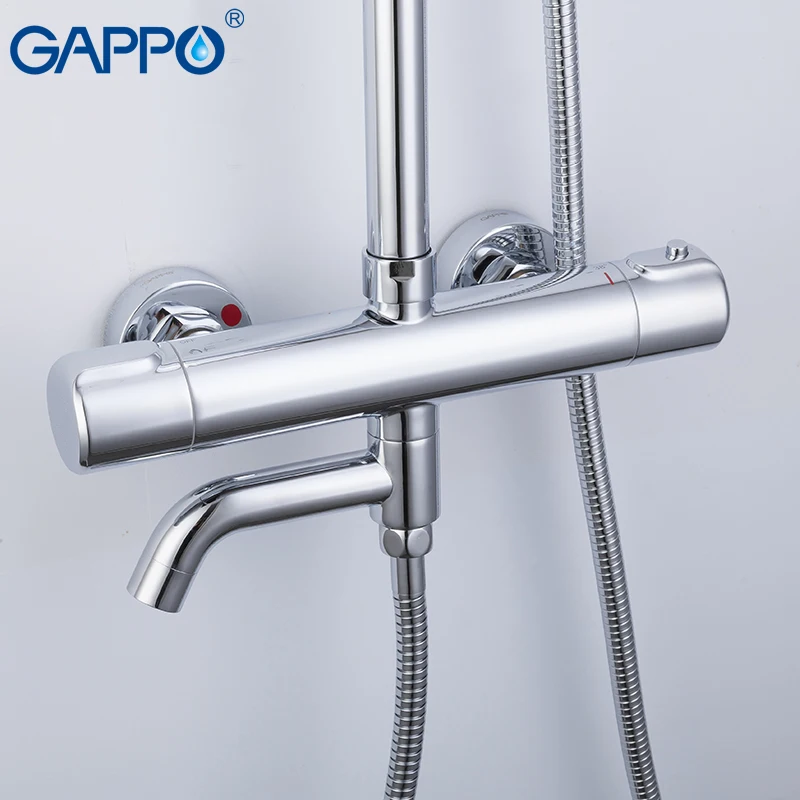 GAPPO Shower faucet wall mounted thermostatic bath shower waterfall shower heads brass mixer water tap bathroom shower set