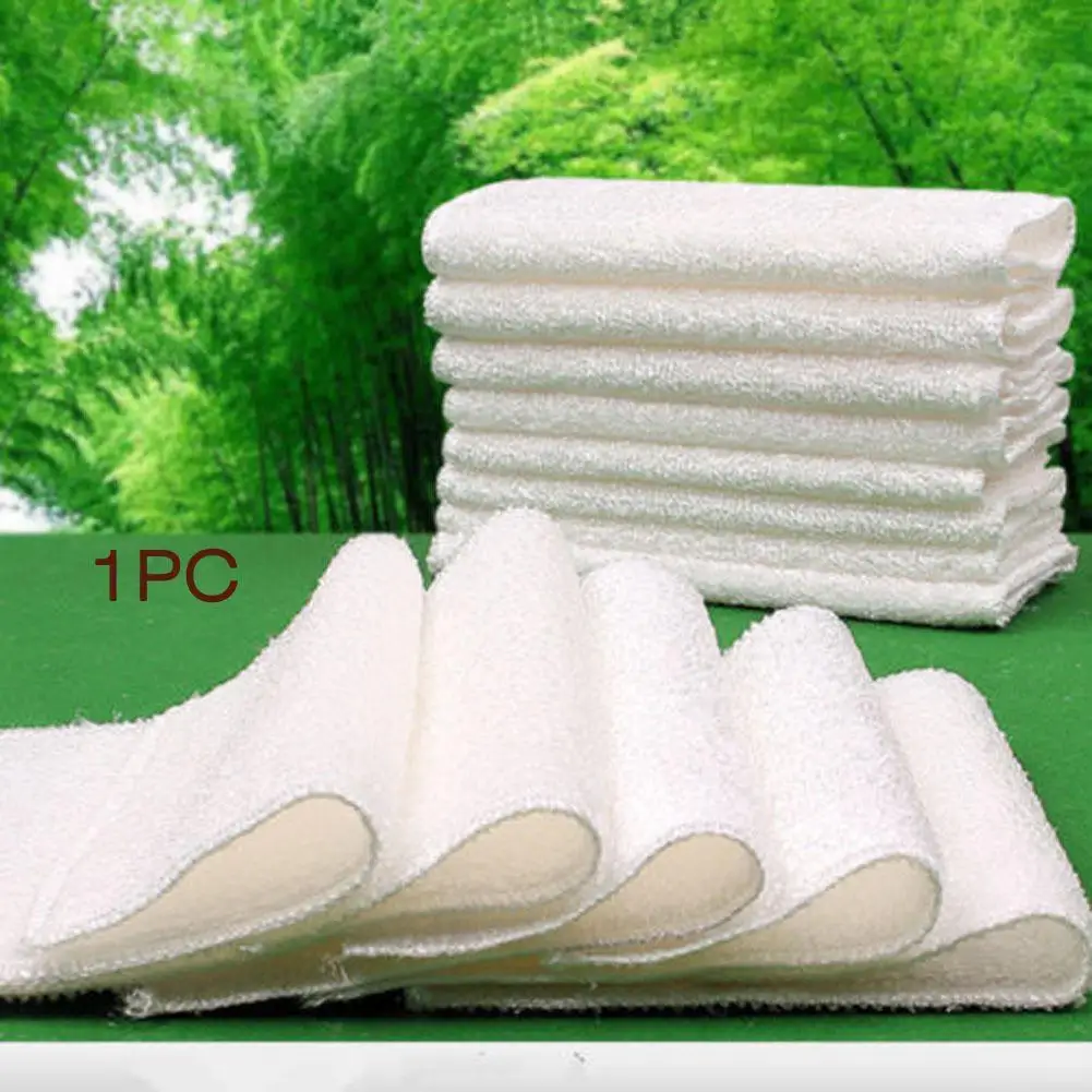 1x White High Efficient Antigreasy Bamboo Fiber Cleaning Cloth Magic